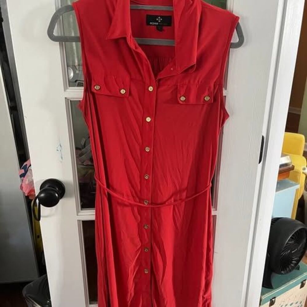 Ronni Nicole Red Sleeveless Shirt Dress Size 8